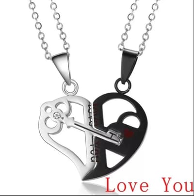 EmmyRovi Friends Ketting Zwart Zilver – Vriendschapsketting Hart en Sleutel – 2 Kettingen – RVS – I Love You Ketting