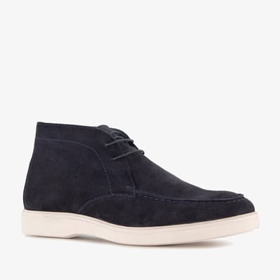 Van Beers suède heren veterschoenen donkerblauw - Maat 40 - Echt leer - Uitneembare zool
