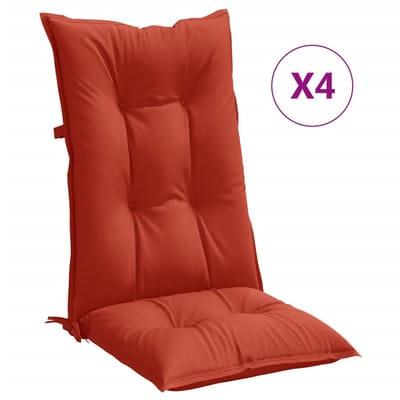vidaXL - Stoelkussens - 4 - st - hoge - rug - 120x50x7 - cm - stof - gemêleerd - rood
