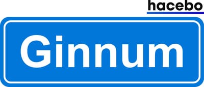 Hacebo - Plaatsnaam Sticker - 29x10 CM - Ginnum sticker - Verkeersborden sticker - grappige cadeaus - Ginnum