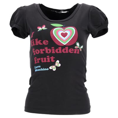 Love Moschino T-shirt met grafische print en pofmouwen in zwart katoen