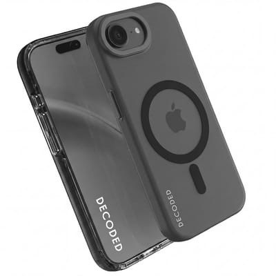 DECODED Transparante Hoesje voor iPhone 17e/16e - 100% Gerecycled Materiaal - Geschikt voor MagSafe - Draadloos Oplaadbaar - Schokbestendig Hoes - Frosted Zwart
