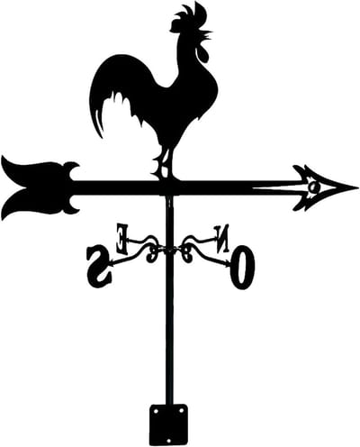 Metalen Windwijzer Kip - Tuin Windmeter - Tuin Decoratie - Roestvrij Staal - 50 x 30 cm - Zwart
