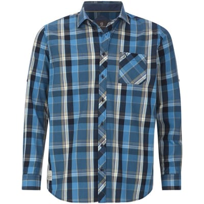 Jan Vanderstorm herren Overhemd - 45/46 - donkerblauw - Plus Size