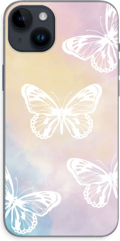 Case Company® - Hoesje geschikt voor iPhone 14 Plus hoesje - White butterfly - Soft Cover Telefoonhoesje - Bescherming aan alle Kanten en Schermrand