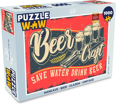 Puzzel Mancave - Bier - Glazen - Vintage - Legpuzzel - Puzzel 1000 stukjes volwassenen