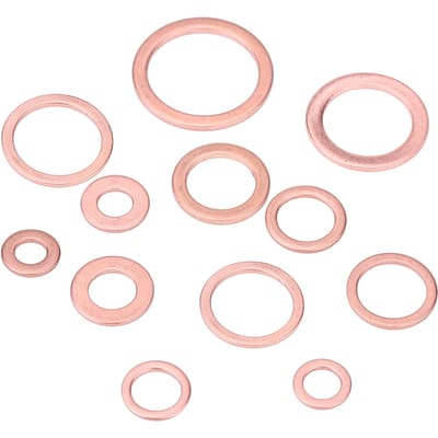 280 stuks 12 maten assortiment massief koperen knelringen afdichting platte ringen kit met opbergdoos