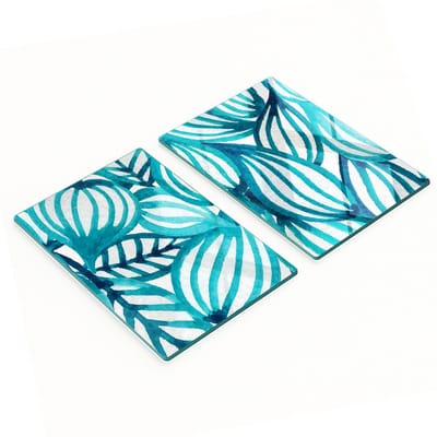 Set van twee decoratieve glazen keukenplanken met bloemenpatroon, 2x40x52 cm