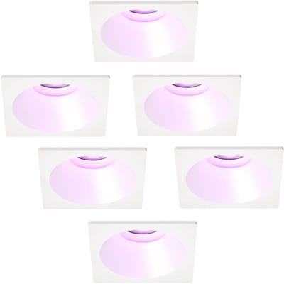 Ledvion – 6x Smart LED Inbouwspot Rond 81x81mm – Wit – Dimbaar – Kantelbaar – GU10 – RGB+CCT – 4.9W – IP20
