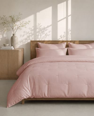HOOMstyle Wasbaar dekbed zonder overtrek - 200x220 2 persoons met 2x kussensloop - Bloesem Roze