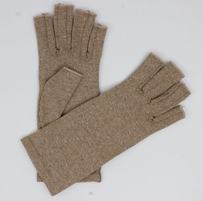 2 paar compressiehandschoenen voor artritis voor vrouwen en mannen, bamboe compressiehandschoenen voor artritis voor pijnverlichting bij reumatoïde artritis en artrose, vingerloze handschoenen (maat S) - bruin