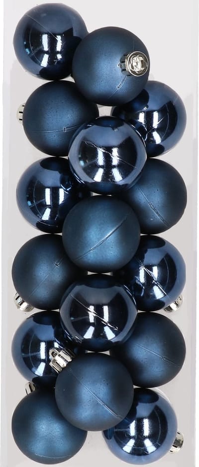 16x stuks kunststof kerstballen donkerblauw 4 cm - Onbreekbare plastic kerstballen - Kerstboomversiering