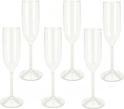 Excellent Houseware Prosecco/Champagneglazen - 10x - transparant - kunststof - 165 ml