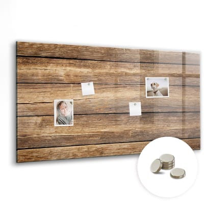 Tulup Glassboards - Houten planken Magneetbord - 120 cm x 60 cm - Bruin Magnetisch Wandbord - Gratis 5 Sterke Magneten - Minimalistisch Prikbord - Memo Magneetbord - Foto Magneetbord - Organiseer Je Bureau - Memobord Keuken