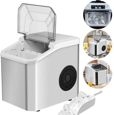 Rumi IJsblokjesmachine - Elektrische ijsmachine - mini elektrische ijsmachine voor bar thuis keuken kantoor - 6 minuten/9 stuks draagbare ijsmachine - ijsmachine12kg/24 uur - IJsblokjesmaker - IJsschep - Draagbaar