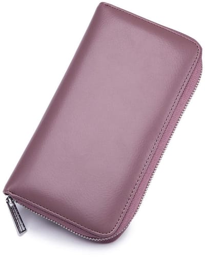 Dailygoods - Damesportemonnee RFID blokkering lederen portemonnee vintage clutch vrouwen lange portemonnee met ritssluiting paspoort map hoes organizer, Taro lila