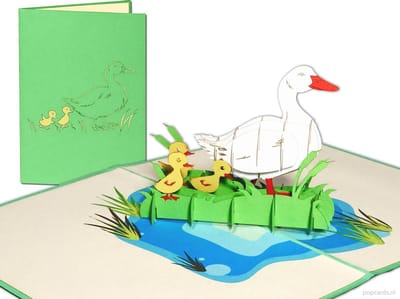 Popcards popupkaarten – Verjaardagskaart Dieren Gans Natuur Kinderen Geboorte Geboortekaart Lente Pasen Vriendschap Felicitatie Moederdag pop-up kaart 3D wenskaart