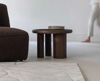 Salontafel Marlot rond mangohout 60x60x41 cm - walnoot bruin - Japandi