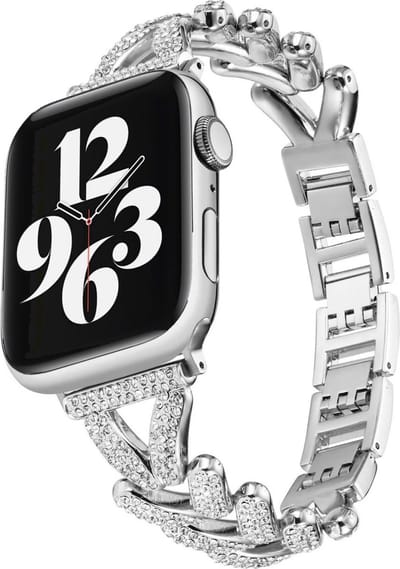 MY PROTECT - Luxe Metalen Diamond Visgraat Bandje - Geschikt Voor Apple Watch Bandje - Series 1/2/3/4/5/6/7/8/9/10/SE/Ultra - 44mm - 45mm - 46mm - 49mm - Zilver