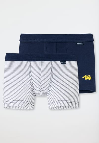 Shorts, set van 2, fijnrib, softboord, streepjes, bagger, donkerblauw/wit - multipacks met fijnribde shorts 92