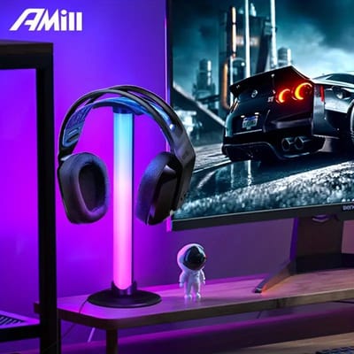 RGBIC LED Lichtstrip met Hoofdtelefoonhouder – USB Aangedreven – Geluidsgeactiveerd Licht met Muziek Synchronisatie – Modern Ambient Licht voor Gaming en Feestjes – 1 stuk