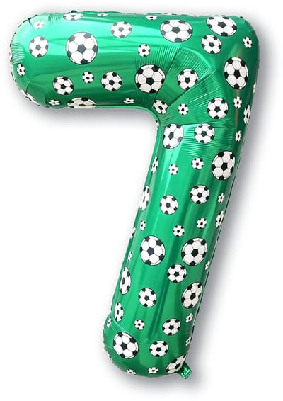 BTH – 7 Jaar Folieballon Voetbal – 86 cm – Groen-Zwart-Wit – Football Party Thema Versiering – Feest Decoratie