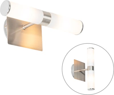 QAZQA bath - Moderne Wandlamp Up Down voor binnen voor badkamer - 2 lichts - D 115 mm - Staal -