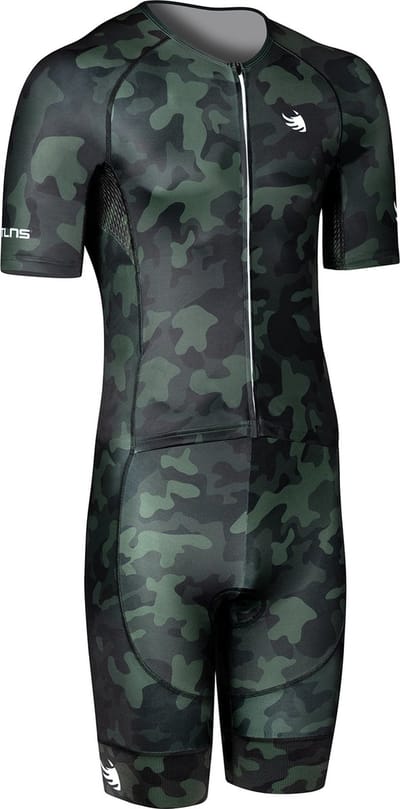 BTTLNS trisuit - triathlon pak - trisuit korte mouw heren - Typhon 2.0 CAMOU - groen - XS