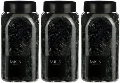 Mica Decorations decoratie steentjes - 3x - zwart - 1 kilo - 650ml - hobby steentjes