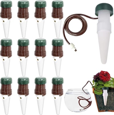 12 Stuks Automatische Plant Waterprikkels - Verstelbare Druppelirrigatie Zelfwaterende Prikkels voor Potplanten - Vakantie Automatische Waterdruppelaar voor Binnen Buiten Bloemen Groentetuin