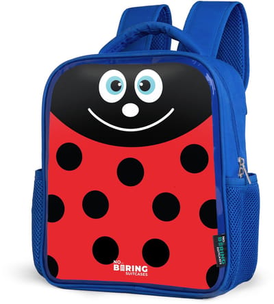 NoBoringSuitcases.com® - Rugzak blauw - Schooltas jongens - Dierenportret rood lieveheersbeestje - Kinder rugtas jongen - Boekentas kind - Kinderrugzak voor school - Schoolrugzak