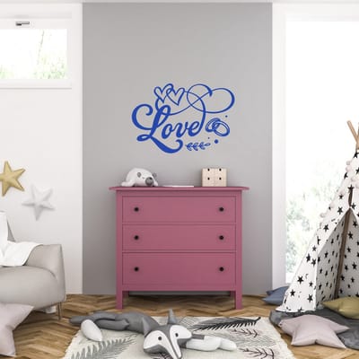 Muursticker - Love - 58 x 85 - Blauw