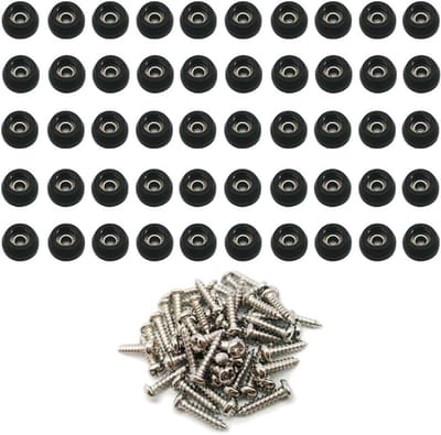 50x Kleine Ronde Rubber Dopjes met RVS Schroeven - Antislip Voetjes 0.5 cm
