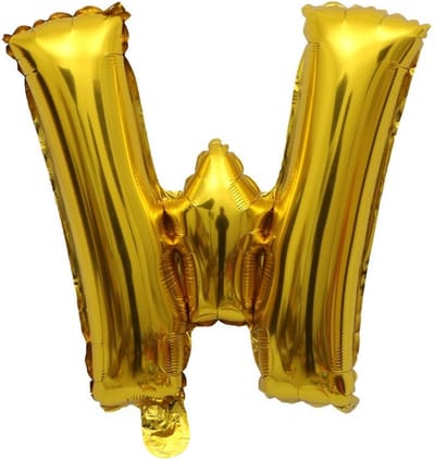 Folieballon / Letterballon Goud  - Letter W - 41cm