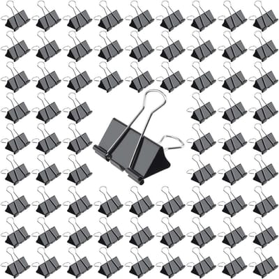 Dailygoods - 72 Stuks Grote Zwarte Vouwclips - Paperclips voor Kantoor en School