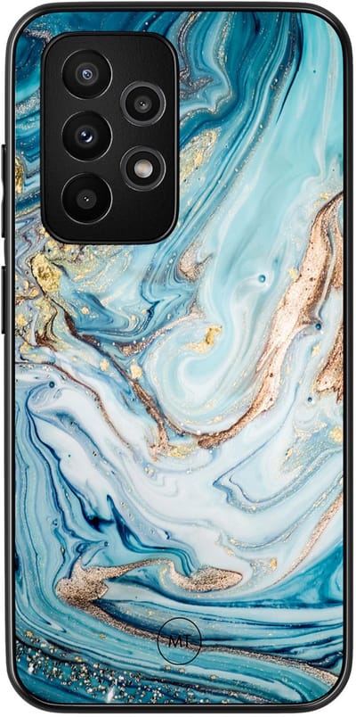 Hoesje geschikt voor Samsung Galaxy A52 5G - Marmer blauw goud - TPU Hard Case Backcover - Blauw - Mooie Telefoonhoesjes