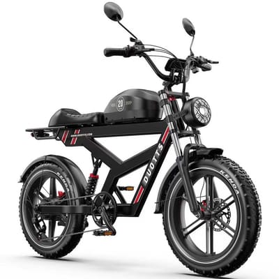 Elektrische Fiets DUOTTS - 1296 Wh / 27 Ah Accu - 140 km Bereik - 250W Motor - 20*4.0 Inch Banden - Shimano 7 Versnellingen - Hydraulische Schijfremmen - Aluminium Frame - Elektrische Stadsfiets - zwart