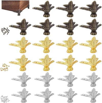 Set van 24 stuks Vintage Stijl Hoekbeschermers voor Meubels en Decoratie - Antieke Look - Houten Kist Accessoires met Schroeven