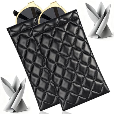 Dailygoods - Brillenkoker voor dames, zacht 2-delige set van PU-leer, zachte lederen brillenkoker met knijpsluiting, klein en draagbaar met brillenpoetsdoek, brillenkoker voor handtas, geschikt voor dagelijks
