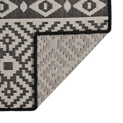 vidaXL - Buitenkleed - met - patroon - platgeweven - 160x230 - cm - zwart