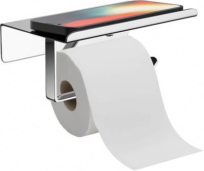 Toilet Paper Holder zonder Boren - Praktische Toiletrolhouder - Zelfklevend - Toiletpapierhouder met Plank - Wandgemonteerde Toiletpapierhouder - Toiletpapierhouder voor Keuken