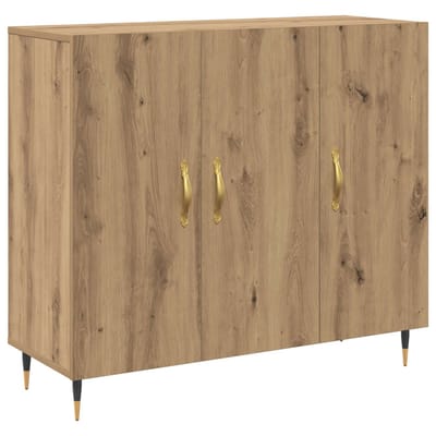 vidaXL - Dressoir - Artisan - Eiken - 90 - x - 34 - x - 80 - cm - Bewerkt - hout