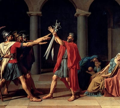 De eed van de Horatii, Jacques-Louis David - Fotobehang (in banen) - 250 x 260 cm