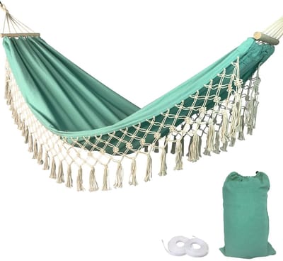 Mila Shop Hangmat - Ibiza style - Hangmat ophangsysteem - Verdikte schommel hangmat - Outdoor - Camping - Tuin - Anti rollover - 200x100cm - belastbaar tot 150kg - Groen