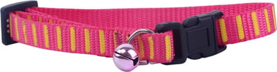 Nobleza Kattenhalsband - Verstelbaar 20-30 cm - Kattenhalsband met Belletje - Kittenhalsband - Roze/Geel