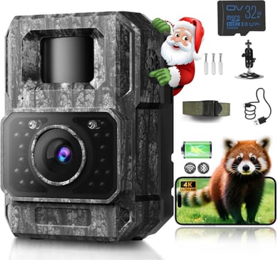 CLVP® Wildcamera met Nachtzicht - Buitencamera voor Buiten - Waterdicht - Wifi - 4K - Grijs