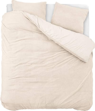 Droomtextiel Teddy Dekbedovertrek Crème - 140x200/220 cm - Luxe Teddystof - Heerlijk Zacht