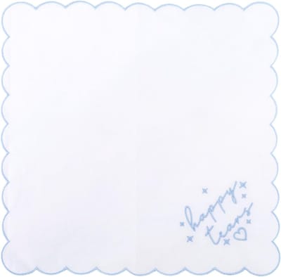 Bruidshandschoenen - Zakdoeken - Bruiloft Accessoires - Blauw Geborduurd - 25x25cm - Wit