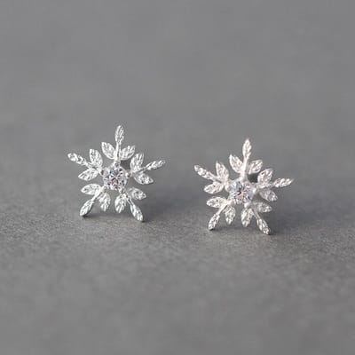 Groothandel Zilveren Sneeuw Stud Oorbellen Voor Vrouwen Meisjes Mode Sieraden Oorbellen gray