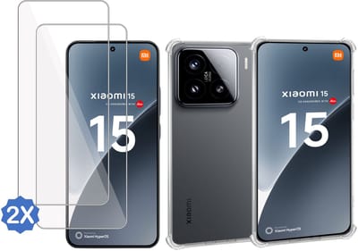 ChiGuard Hoesje & 2x Screenprotector geschikt voor Xiaomi 15 Hoesje Screenprotector - Gehard Glas Cover + Shock Proof Case – Transparant